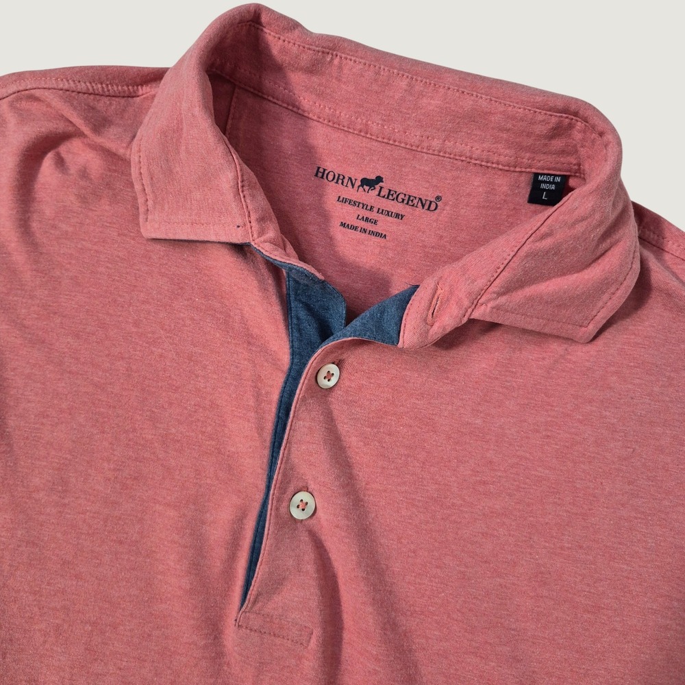 Horn Legend Polo Mens Large Pink Lifestyle Luxury Cotton Blend Classic HL077